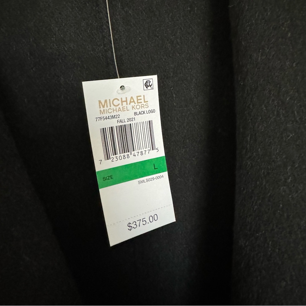 Michael Kors - Women’s Wool Blend Logo Jacquard Black/Gray Wrap Coat size Large - Picture 10 of 16